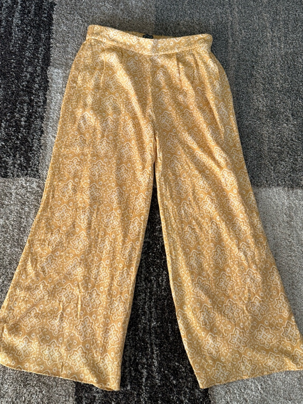 Wonderly Mustard Yellow Wide-Leg Printed Pants